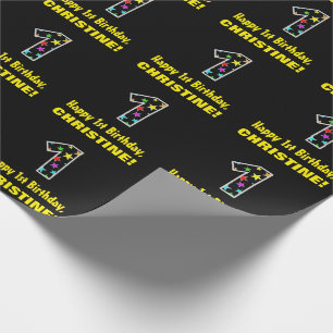 Papel De Presente Feliz primeiro aniversario, Diversão de Estrelas 