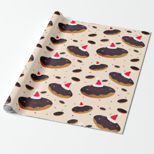 Papel De Presente Feliz Rosquinha Santa Hats Glacé de chocolate