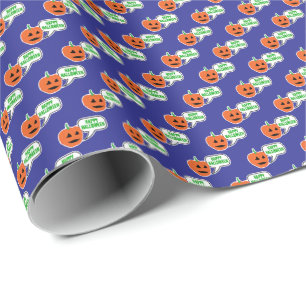 Papel De Presente Feliz Rosto de Abóbora do Dia das Bruxas