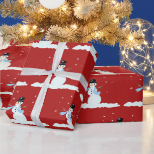 Papel De Presente Feliz Snowman Padrão no Natal