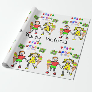 Papel De Presente Feliz Sorvete de Papel de Embalagem de Aniversário