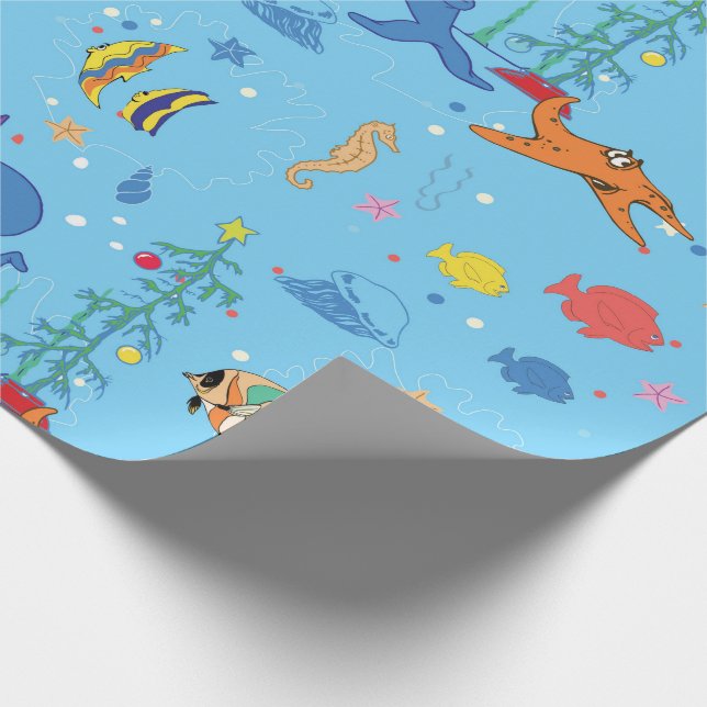 Papel De Presente Feliz Tubarão de Natal (Ponta)