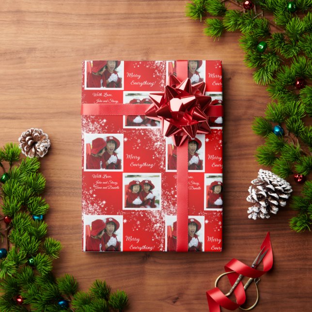 Papel De Presente Feliz Tudo! - 2 Fotografias Personalizadas (Presente de Natal)