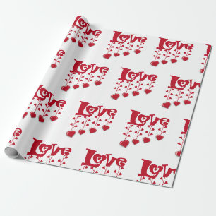 PAPEL DE PRESENTE FELIZ VALENTINE DAY 2024 AMO O CORAÇÃO VERMELHO
