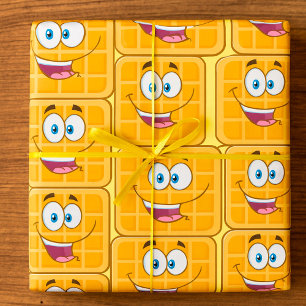 Papel De Presente Feliz Waffle Kawaii Sorriso Comida de Café da Manh