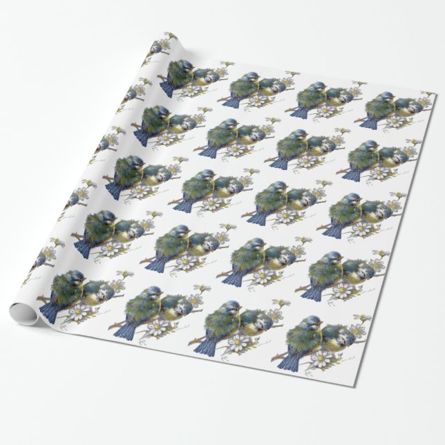 Papel De Presente Felizes Aves Vintage (Desenrolado)