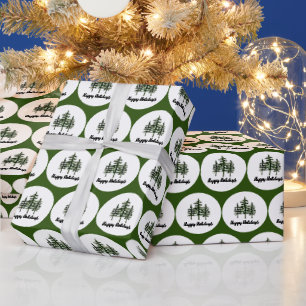 Papel De Presente Felizes Feriados Evergreen Trees