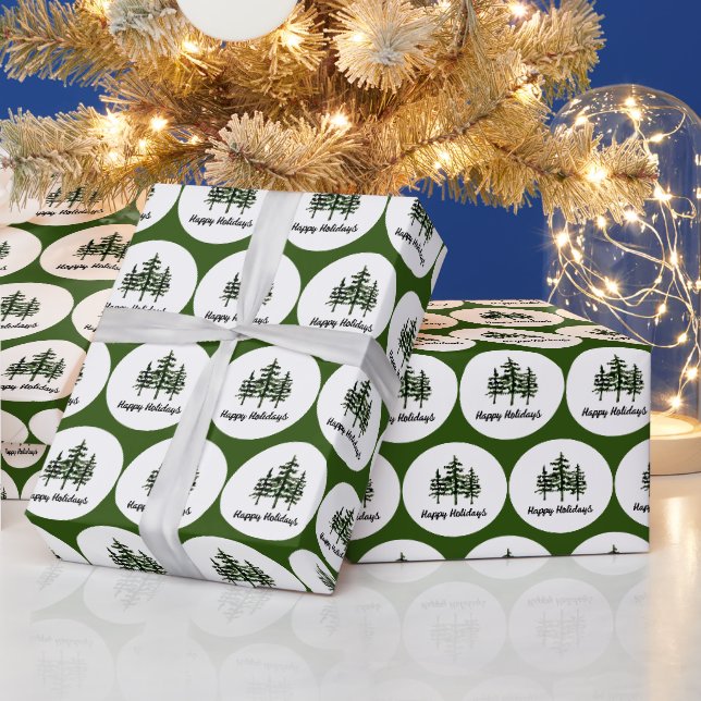 Papel De Presente Felizes Festas Árvores Sempre Verdes (Feriados)