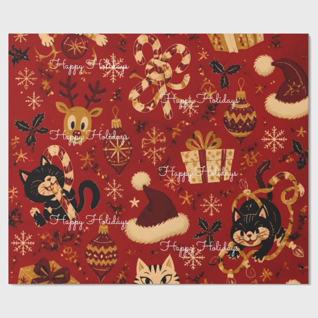 Papel De Presente Felizes Festas Xadrez Vermelho Natal  (Aberto)