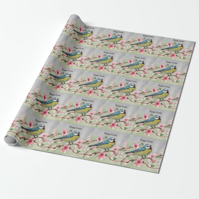 Papel De Presente Felz pascoa Brilhante Aves (Desenrolado)