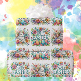 Papel De Presente Felz pascoa Coelhinha Vivid Flores Ovos Meninas Me