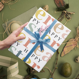 Papel De Presente Felz pascoa Colorido Moderno