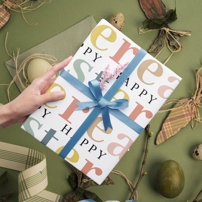 Papel De Presente Felz pascoa Colorido Moderno (Criador carregado)