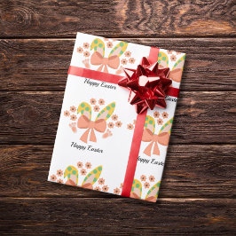Papel De Presente "Felz pascoa" Orelhas de coelho e padrão de arco r