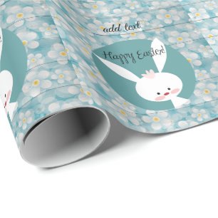 Papel De Presente Felz pascoa perfeito, coelho azul 