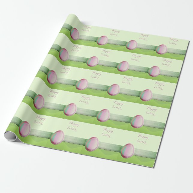 Papel De Presente Felz pascoa Perfeito, Ovos Rosa (Desenrolado)