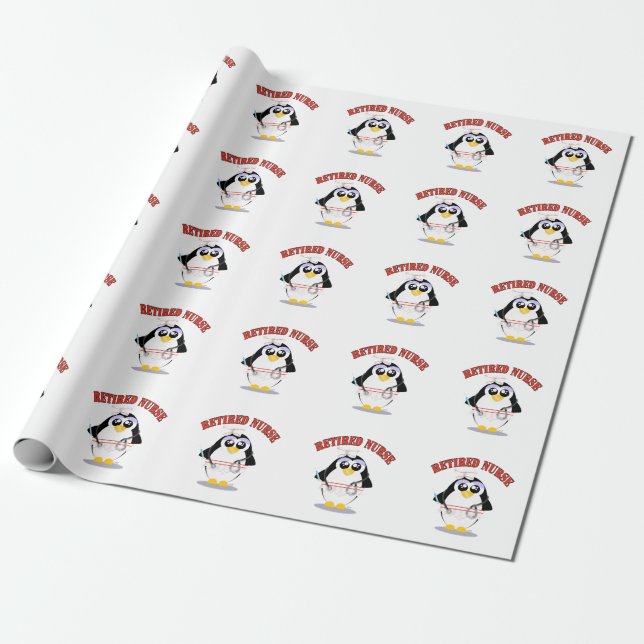 Papel De Presente Fêmea aposentada do pinguim da enfermeira (Desenrolado)