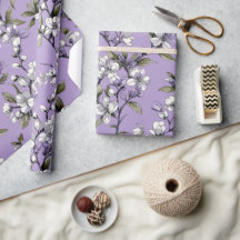 Feminine Lavender Lilac Blossom Floral Pattern