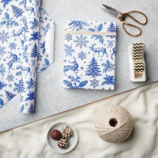 Papel De Presente Fenda de Natal da Maravilha de inverno azul Elegan