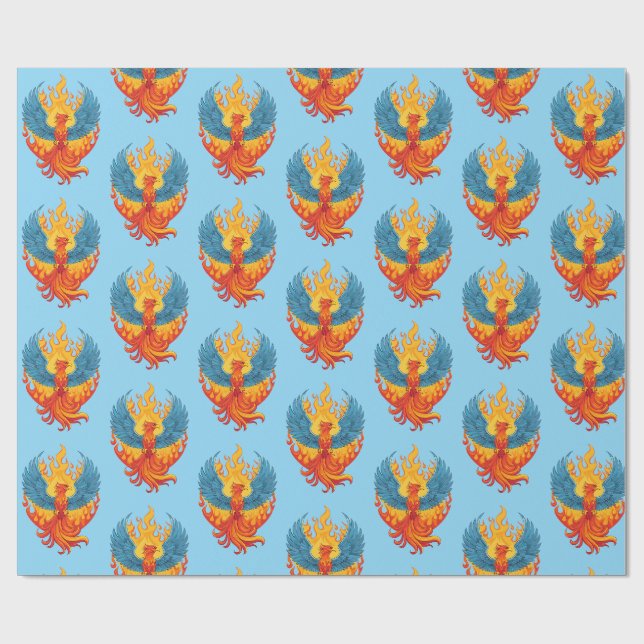 Papel De Presente Fênix mitológica fantástica brilhante (Aberto)
