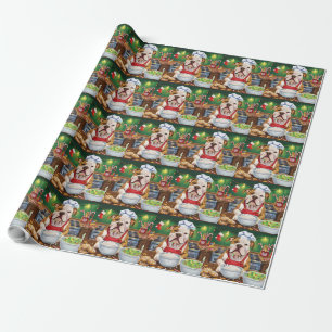 Papel De Presente Feriado Americano Bulldog Baking: Natal Festivo
