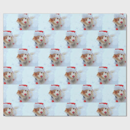 Papel De Presente Feriado bonito Dachshund cão Xmas chapéu festivo n