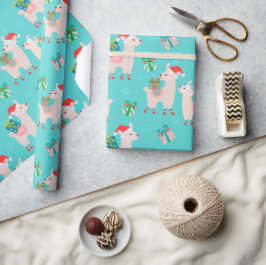 Papel De Presente Feriado Colorido Feriado de Natal, Llama, Padrão p