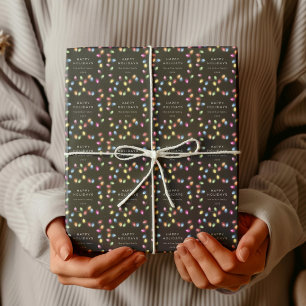 Papel De Presente Feriado das Luzes de Natal Coloridas