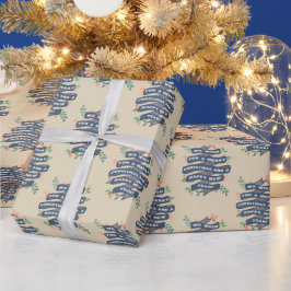 Papel De Presente Feriado de Bandeira de Natal Floral Whimsical