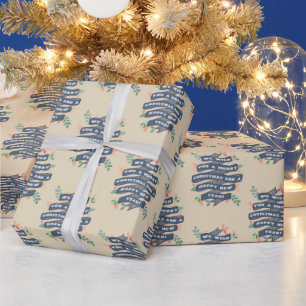 Papel De Presente Feriado de Bandeira de Natal Floral Whimsical