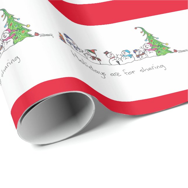 Papel De Presente Feriado de Bate-Papo Snowman (Ponta do rolo)