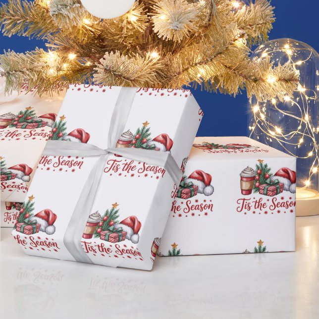 Papel De Presente Feriado de Cacau Quente na Árvore de Natal Jolly (Feriados)