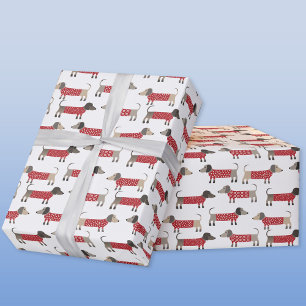 Papel De Presente Feriado de Canino de Salsicha de Dachshund