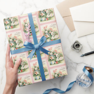 Papel De Presente Feriado de Coelhinho de Páscoa em Vintage