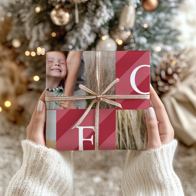 Papel De Presente Feriado de Colagem de Fotografias de Stripes de Na (Criador carregado)