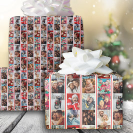 Papel De Presente Feriado de Colagem de Fotos em Greve de Natal