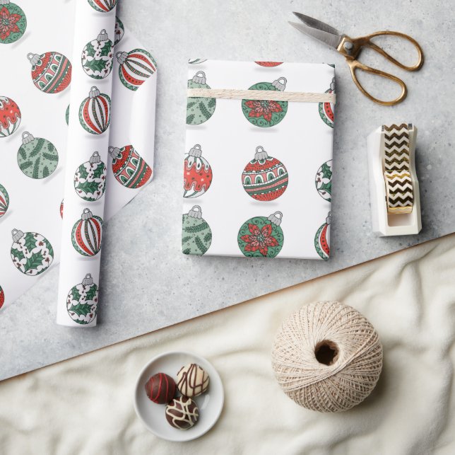 Papel De Presente Feriado de Enfeites de natal Coloridos (Artesanato)