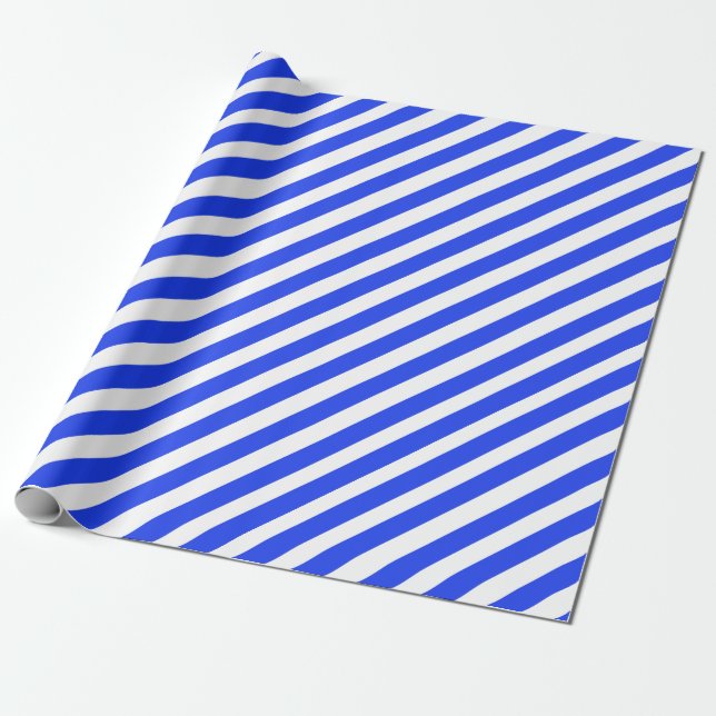 Papel De Presente Feriado de Faixa Grande Azul Cobalt (Desenrolado)