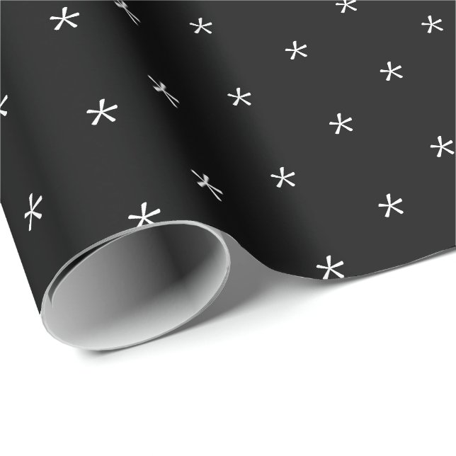 Papel De Presente Feriado de Flocos de Neve preto e branco (Ponta do rolo)