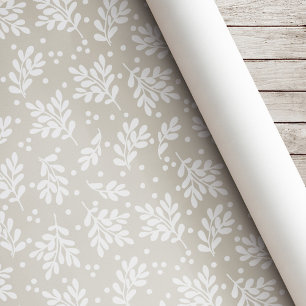 Papel De Presente Feriado de Folhagem de Natal Moderno - Beige