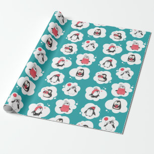 Papel De Presente Feriado de inverno do pinguim