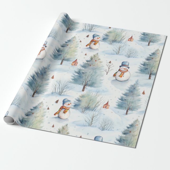 Papel De Presente Feriado de inverno na Floresta de Neve Doce (Desenrolado)