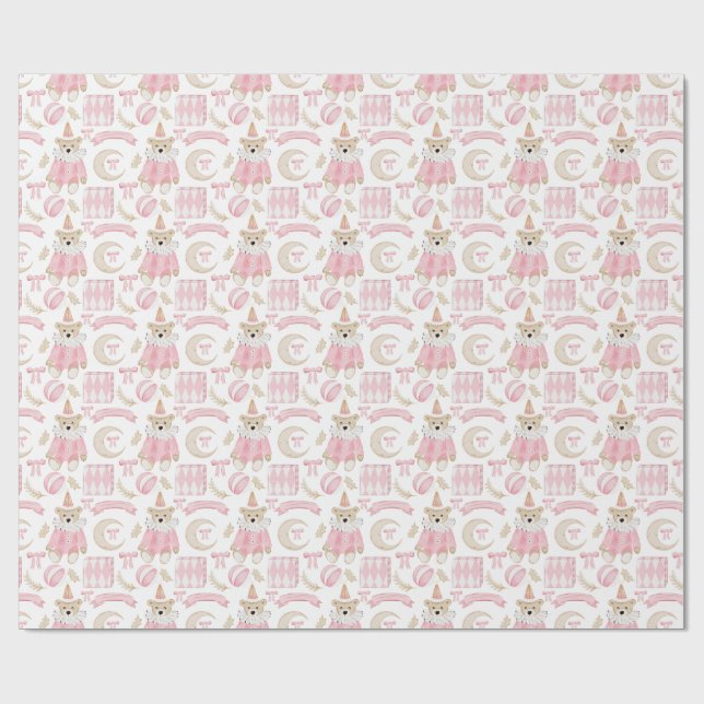 Papel De Presente Feriado de inverno Pink Ursos (Aberto)