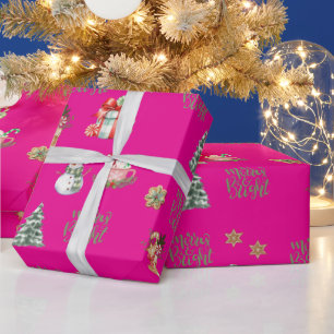 Papel De Presente Feriado de natal cor-de-rosa feliz e brilhante
