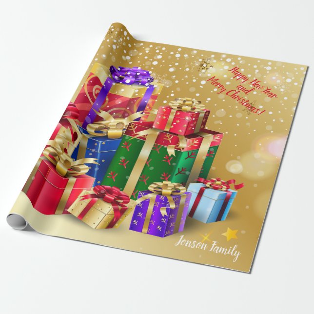 Papel De Presente Feriado de Natal dá presentes com seus desejos, pe (Desenrolado)