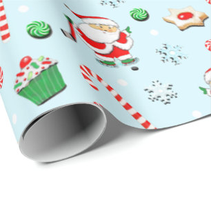 Papel De Presente Feriado de Natal de Hockey