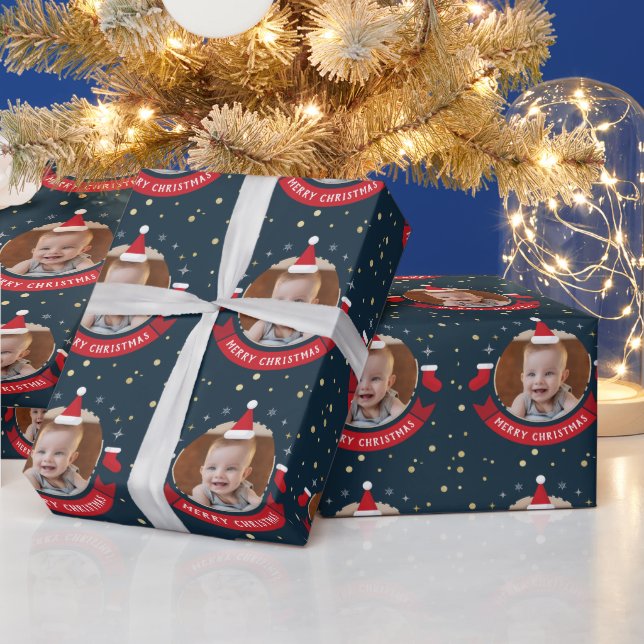 Papel De Presente Feriado de Natal do Baby Santa Hat (Feriados)