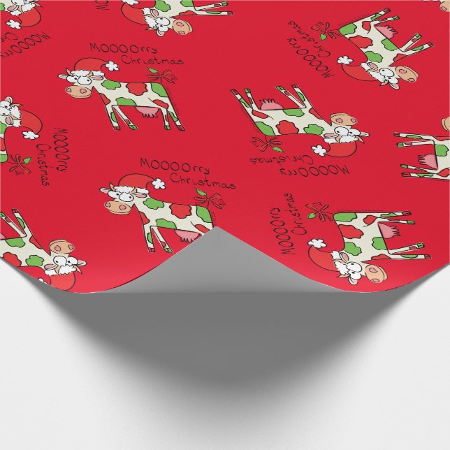 Papel De Presente Feriado de Natal do Cartoon Engraçado de Vaca (Ponta)
