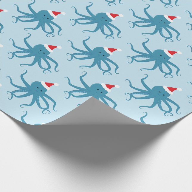 Papel De Presente Feriado de Natal do Octopus Santa Hat  (Ponta)