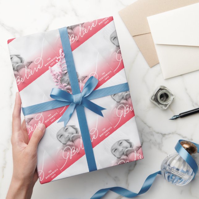 Papel De Presente Feriado de Natal do Star Red Ombre (Presentear)